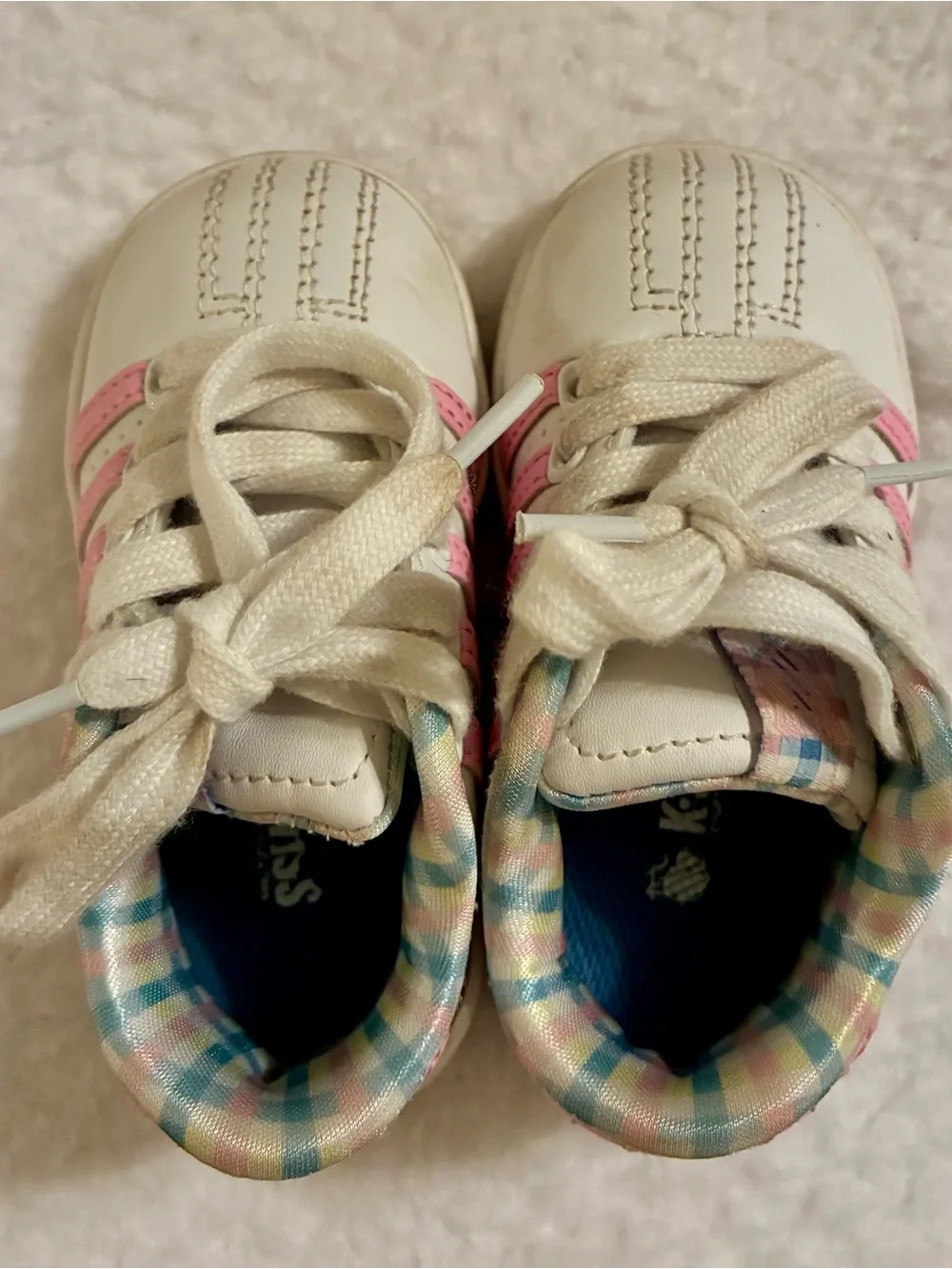 K-Swiss Toddler Baby Classic Sneakers Pink & White Lace-Up Leather Size 5